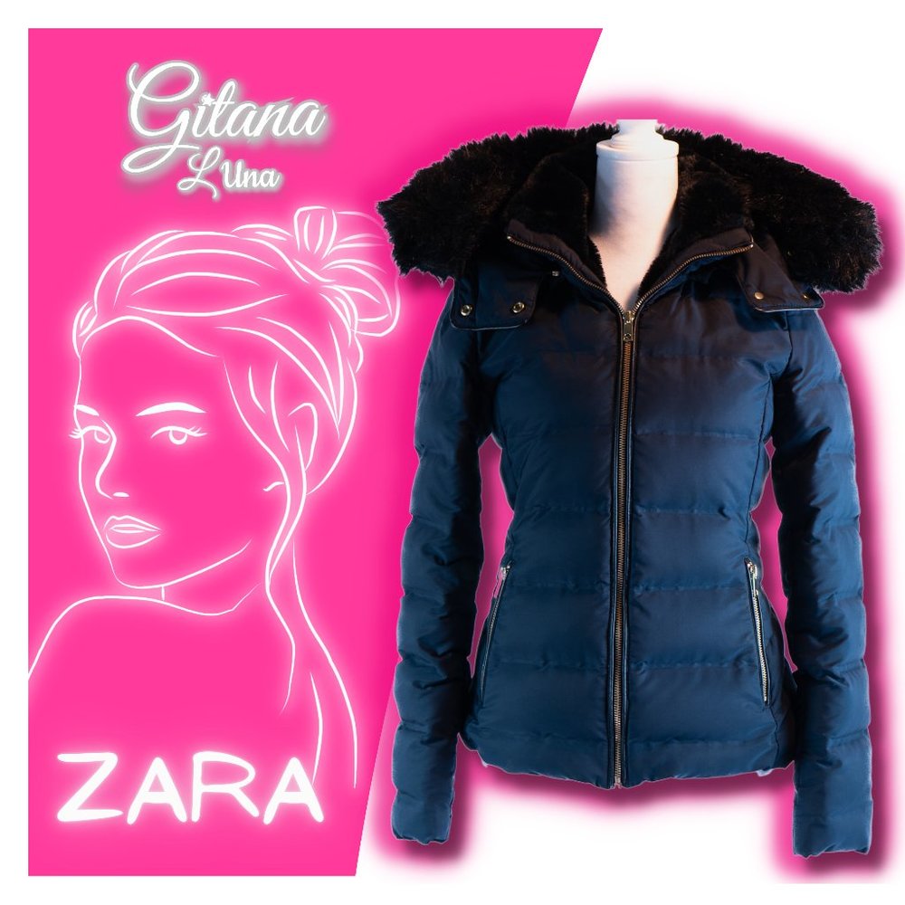 ZARA Puffer Jacket With Textured Hood Zara